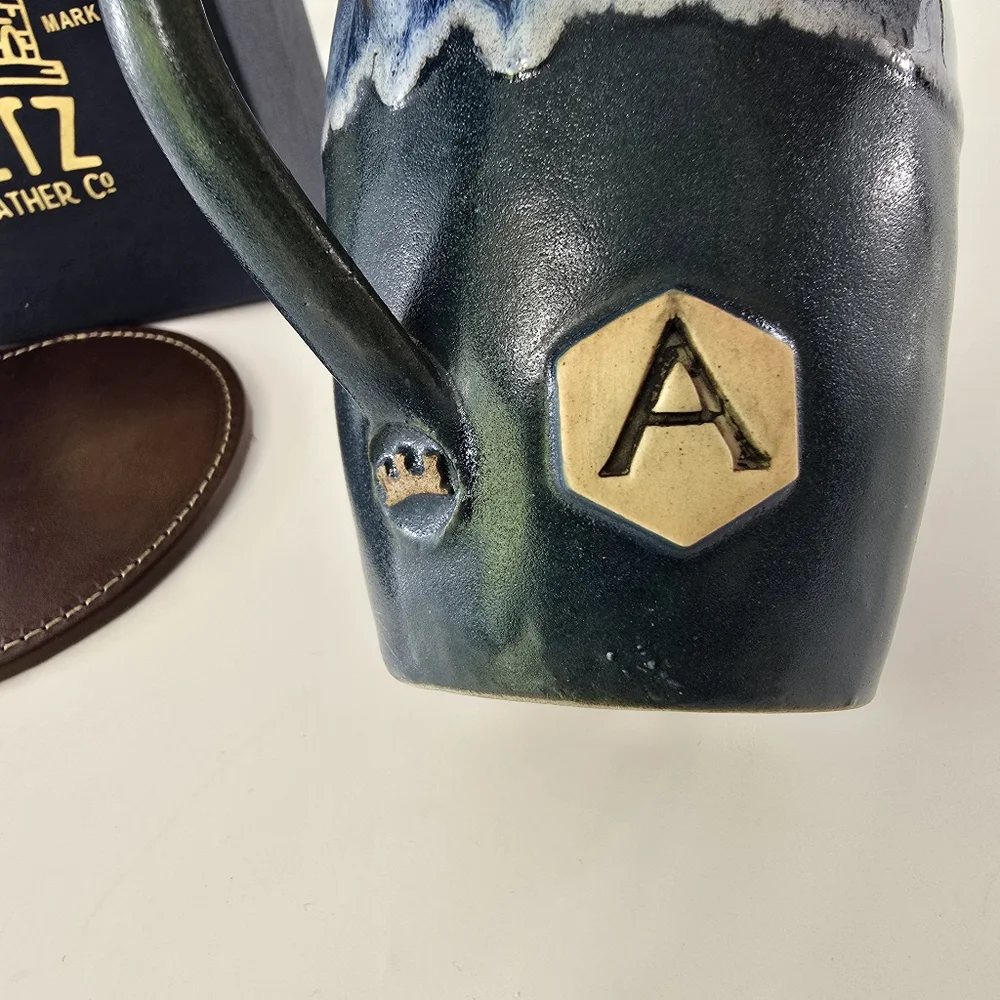 Holtz Leather Co Castle Style Made In America Handcrafted Pottery Cup Mug NIB